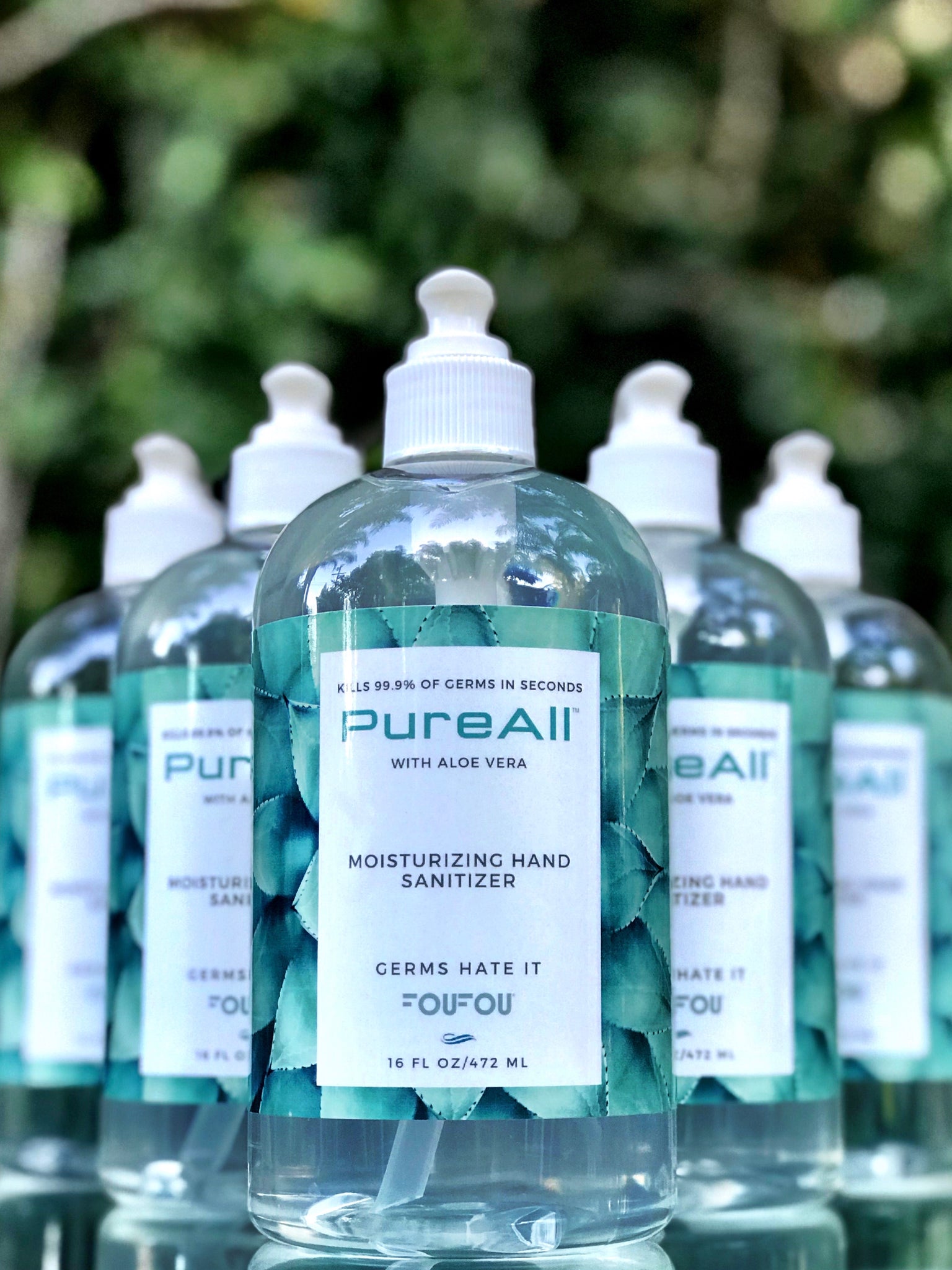 PureAll™ Moisturizing Hand Sanitizer with Aloe Vera 16 FL OZ FouFou Cosmetics